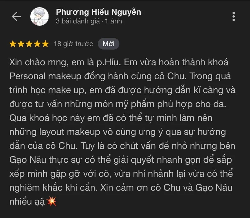 Feedback của học viên Linh Nguyễn về lớp học personal makeup.