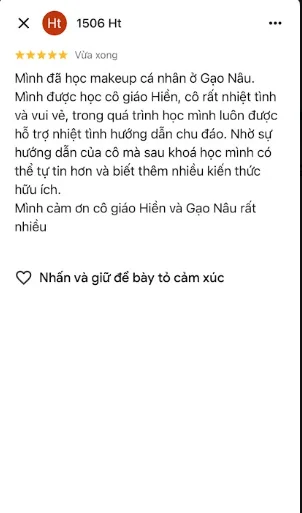 Feedback 1506 Ht nhắc trực tiếp tới cô giáo Hiền và khóa makeup cá nhân.