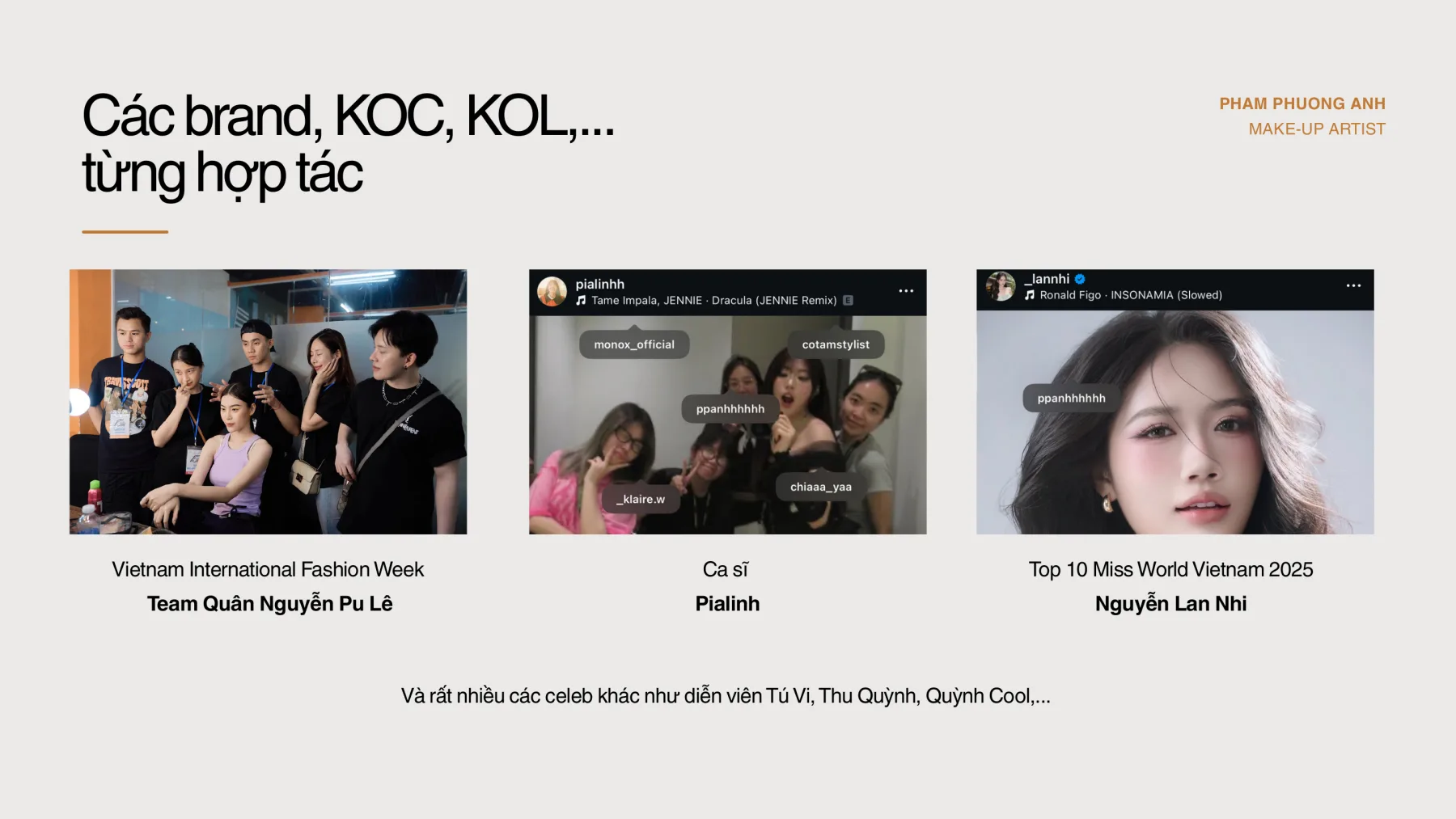 KOL / KOC từng hợp tác của Phạm Phương Anh